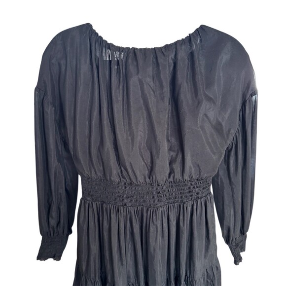 Alice + Olivia Kiara Dress Size 2 Black Smocked Waist Mini Button - Picture 11 of 14